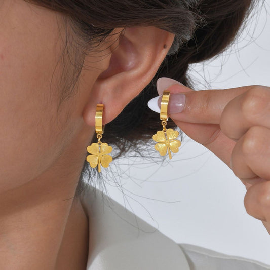 Anti Tarnish Clover Drop - Earrings