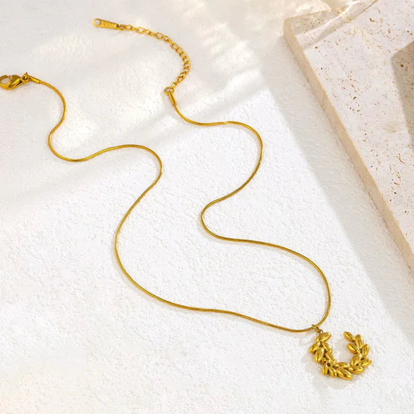 Anti Tarnish Stainless Steel Crescent Moon - Necklace