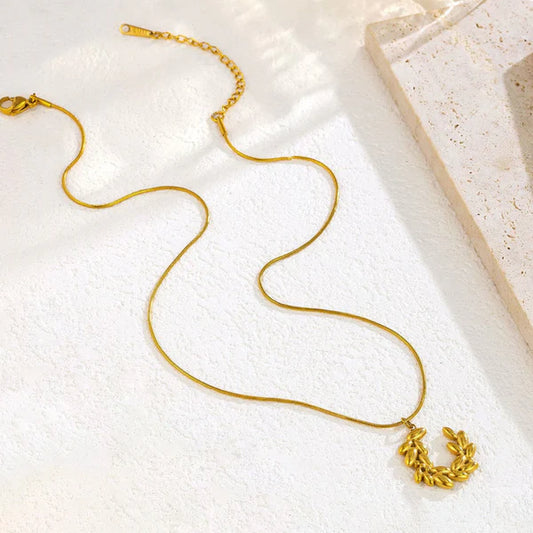 Anti Tarnish Stainless Steel Crescent Moon - Necklace