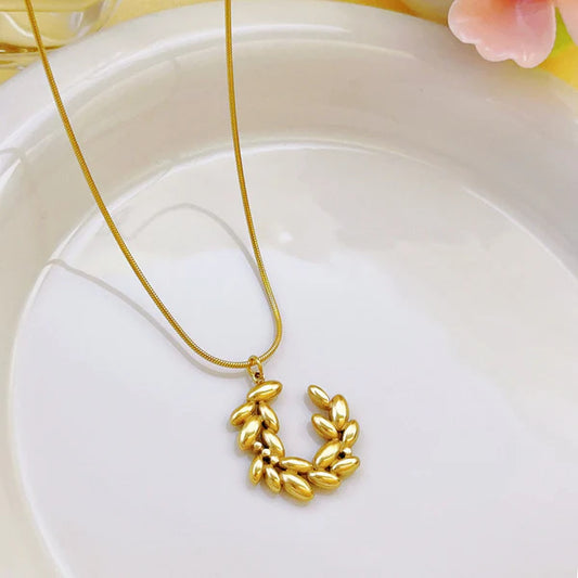 Anti Tarnish Stainless Steel Crescent Moon - Necklace