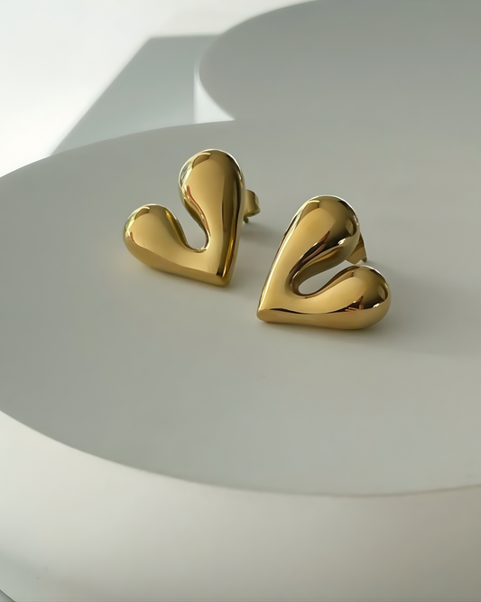 Anti Tarnish Deep Heart - Earrings