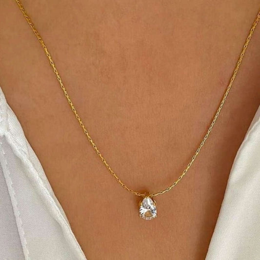 Anti Tarnish Drop CZ - Necklace