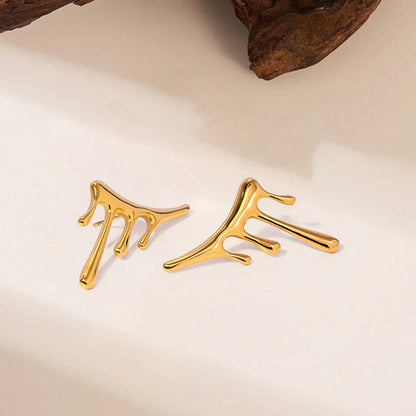 Anti Tarnish Irregular Stud - Earrings