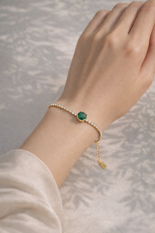 Anti Tarnish Emerald Stone - Bracelet