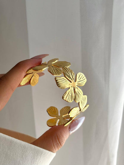 Anti Tarnish Floral Cuff - Bracelet