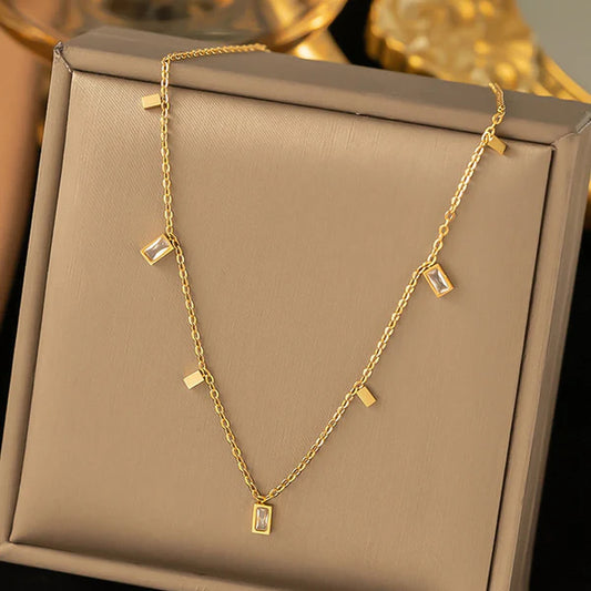 Toned Geometric Gold Plated - Necklace