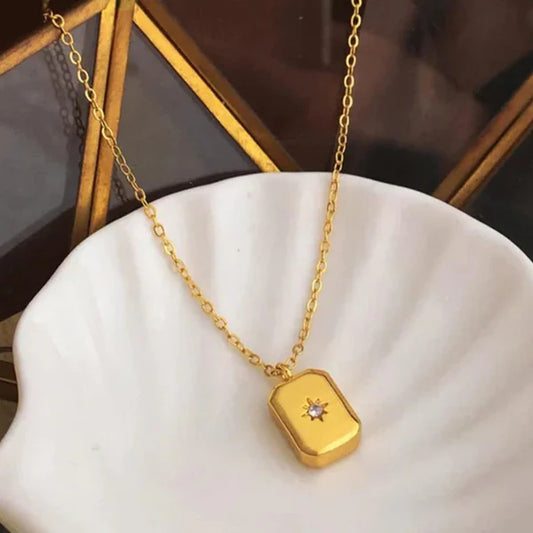 Gold-Toned Star themed Geometric - Necklace