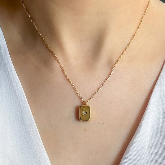 Gold-Toned Star themed Geometric - Necklace