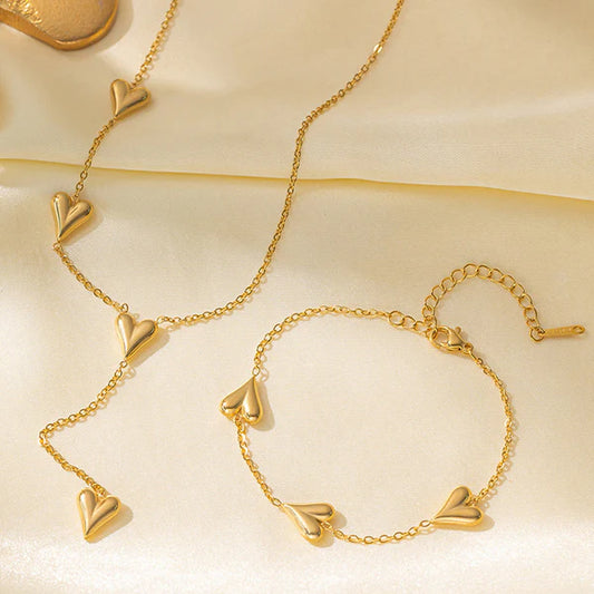 Heart Themed Jewellery(Necklace, bracelet) - Set