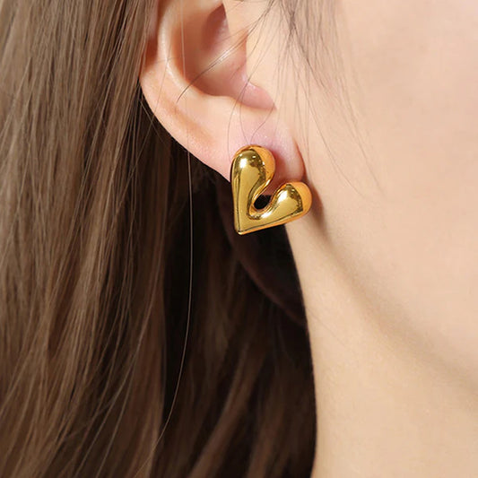 Anti Tarnish Deep Heart - Earrings