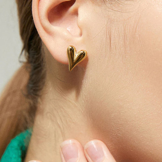 Heart Themed Gold Plated - Earrings