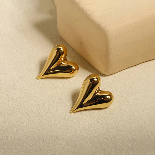 Heart Themed Gold Plated - Earrings