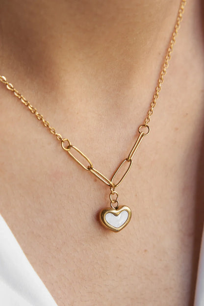 Anti Tarnish White Heart Paper Pins - Necklace