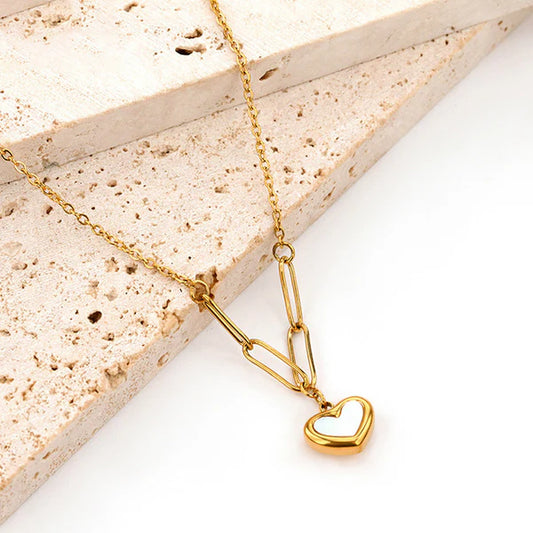 White Heart Pin - Necklace