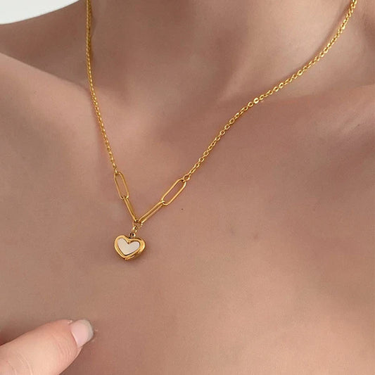 White Heart Pin - Necklace