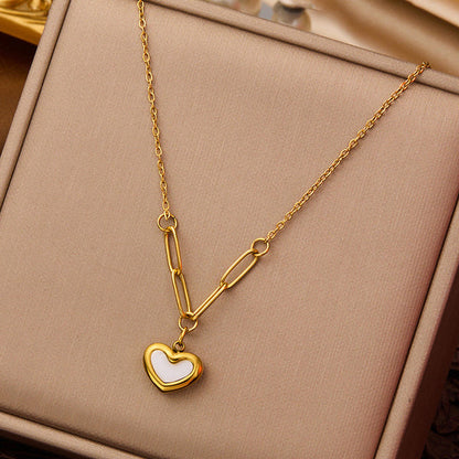 White Heart Pin - Necklace