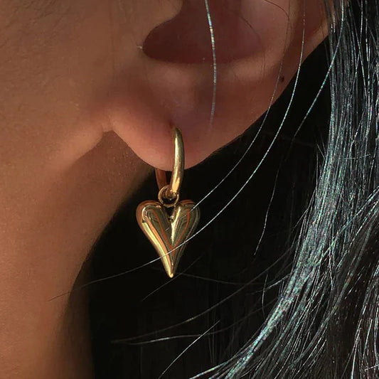 Anti Tarnish Heart Hoop - Earrings