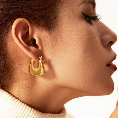 Anti Tarnish Chunky Geometric - Earrings