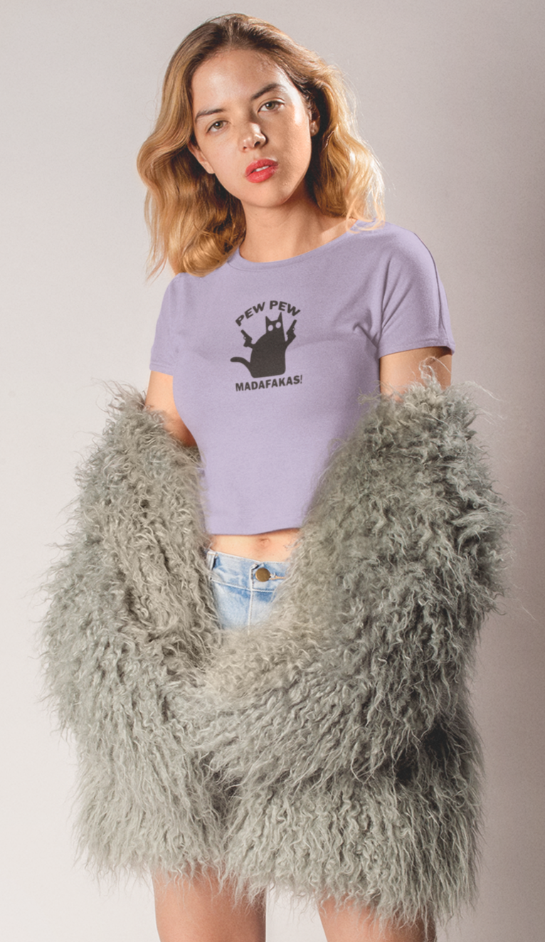 Pew pew madafakas crop top