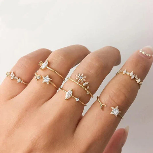 Stackable Moon-Star Set of 7 - Rings