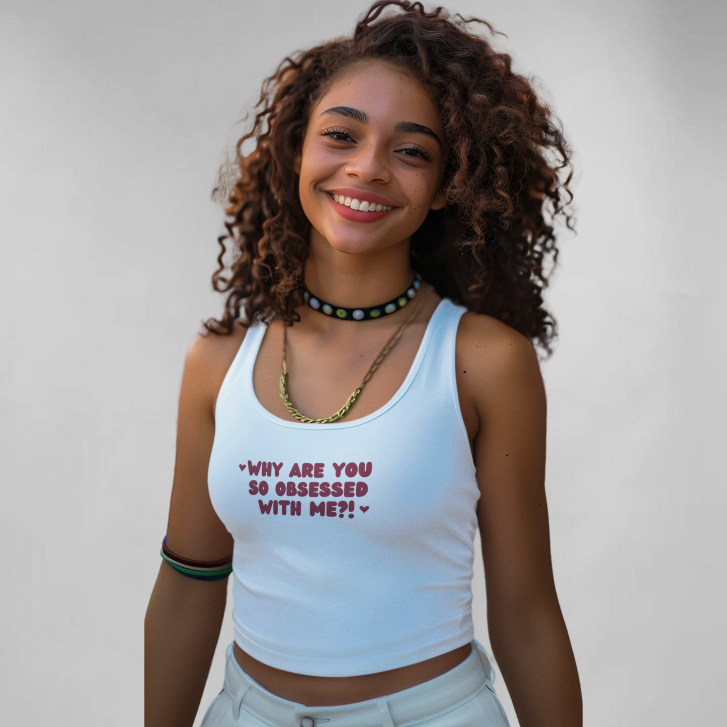 SALE ~ Why are you so obsessed with me? - Crop Tank Top (M - Size)