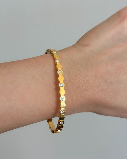 Anti Tarnish Honeycomb Bangle - Bracelet