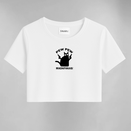 Pew pew madafakas crop top