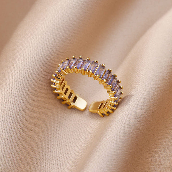 Anti Tarnish Stones Adjustable Finger - Ring