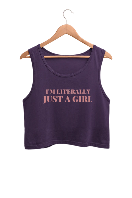 SALE ~ I am literally just a girl  crop tank top (Purple - M)