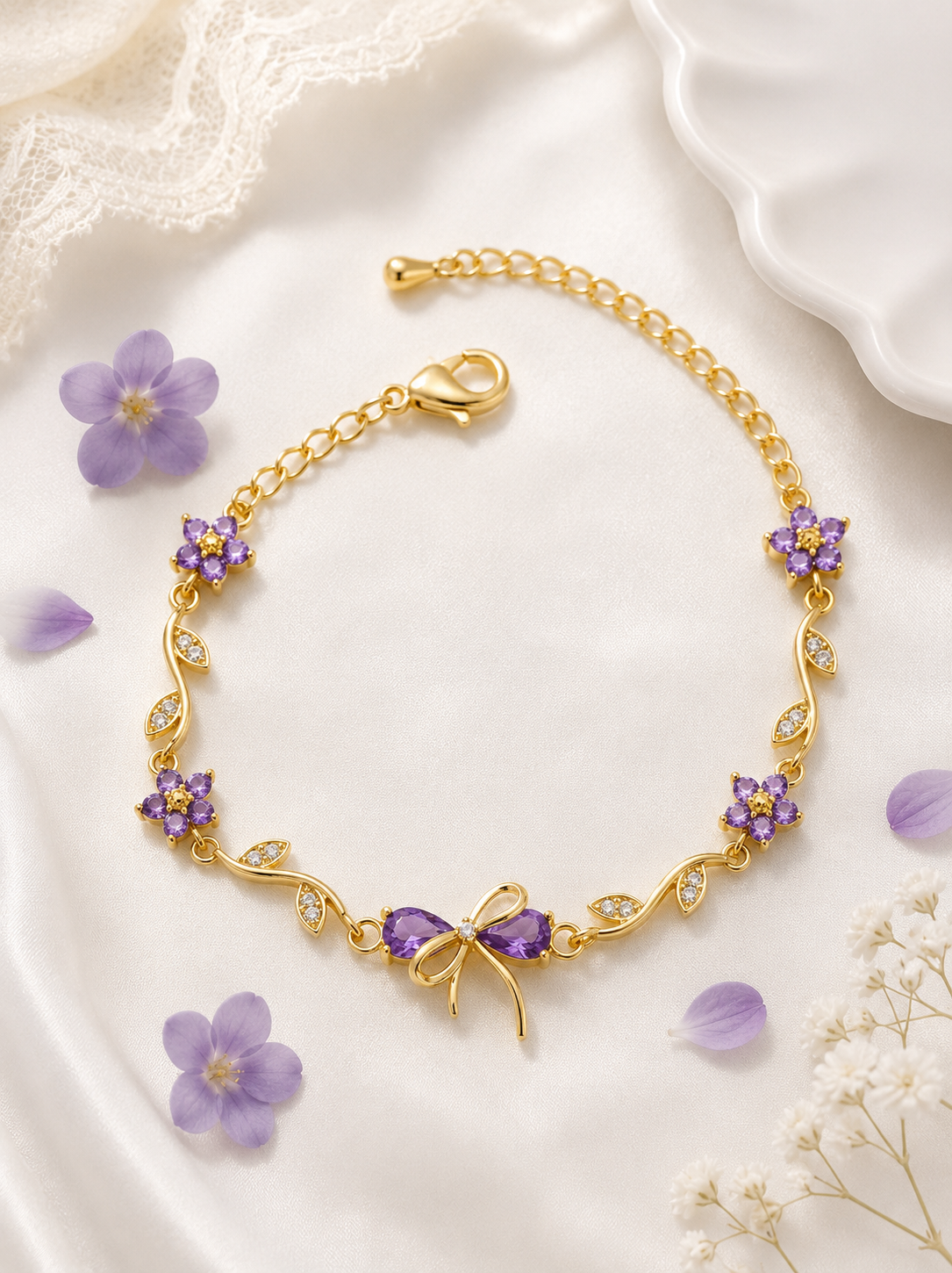 Lavender Bow Bracelet