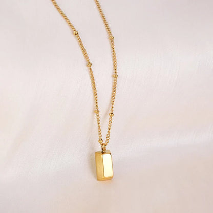 Anti Tarnish Golden Rectangular - Necklace