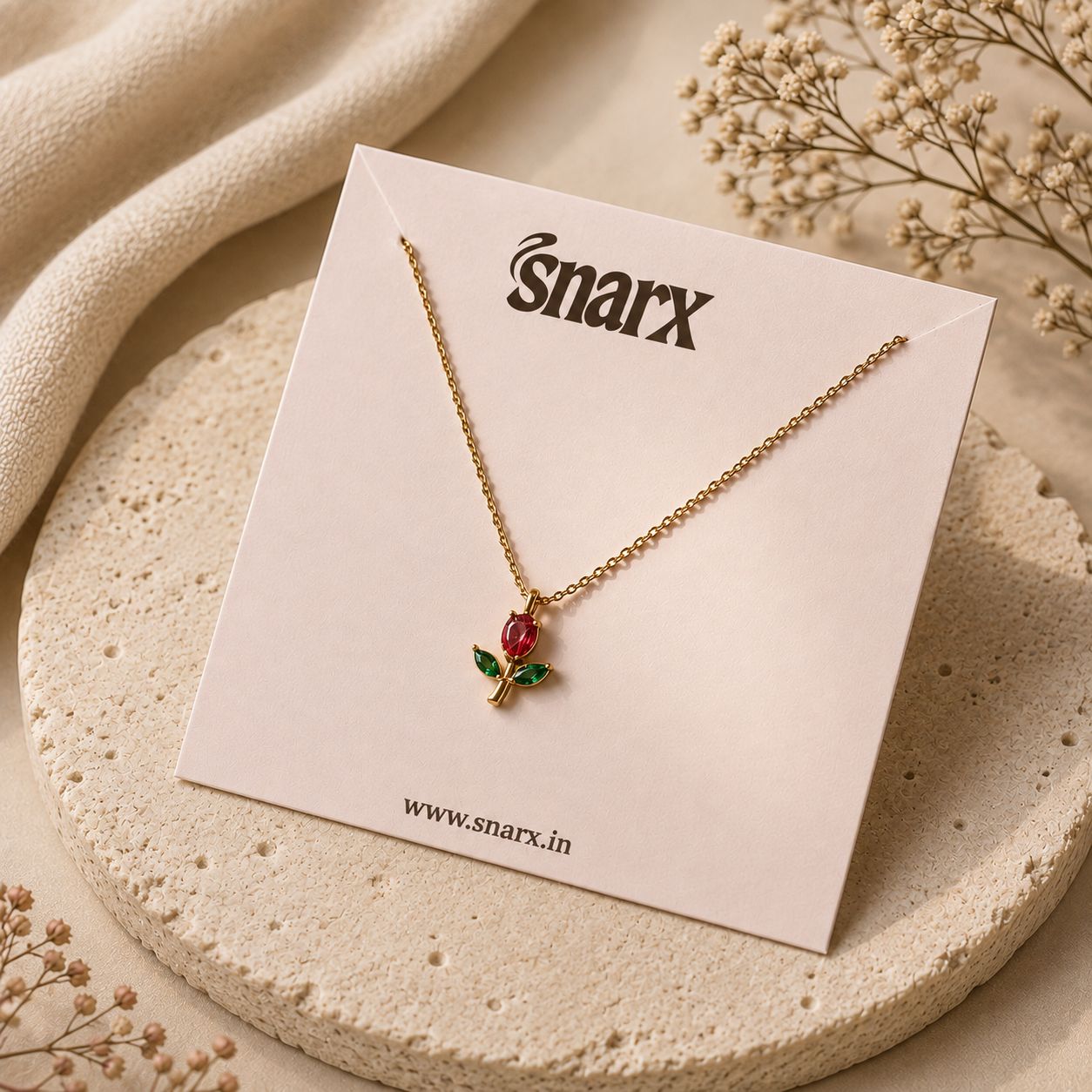 Red Tiny Tulip Necklace