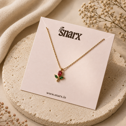 Red Tiny Tulip Necklace