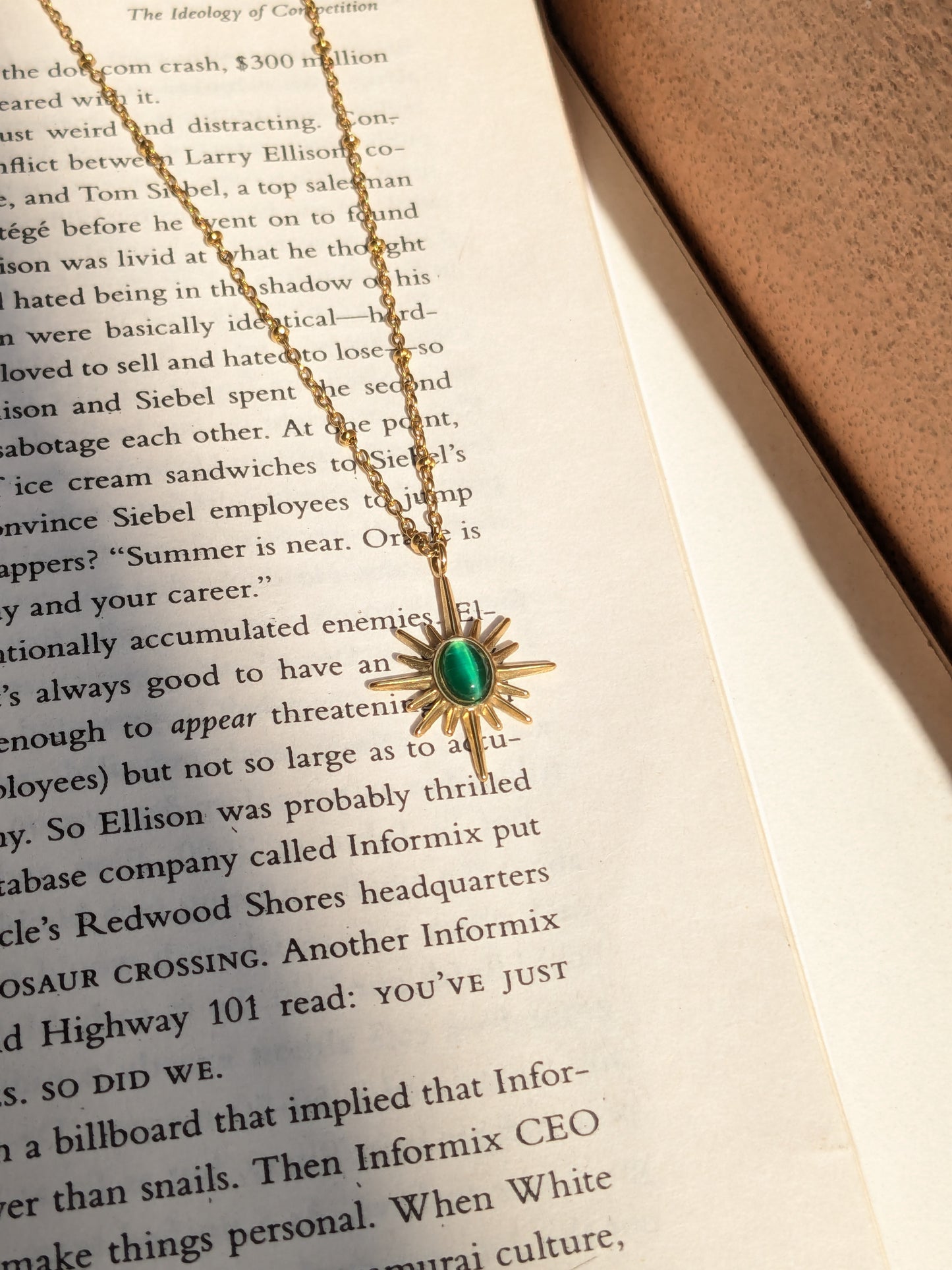 Emerald Sun Charm Necklace