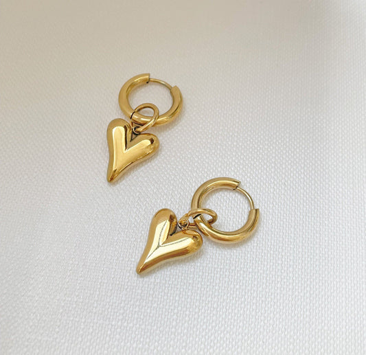 Anti Tarnish Heart Hoop - Earrings