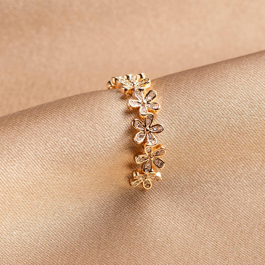 Anti Tarnish Floral Themed Adjustable - Ring