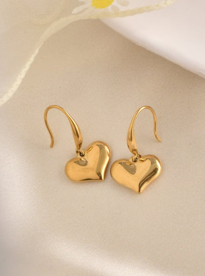 Anti Tarnish Heart Themed Drop - Earrings