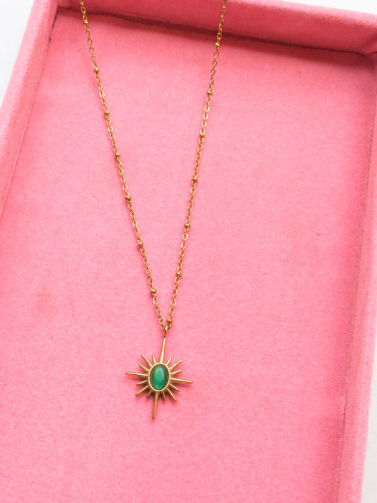 Emerald Sun Charm Necklace