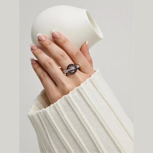 Silver Plated Roman Numerals Inlaid - Ring