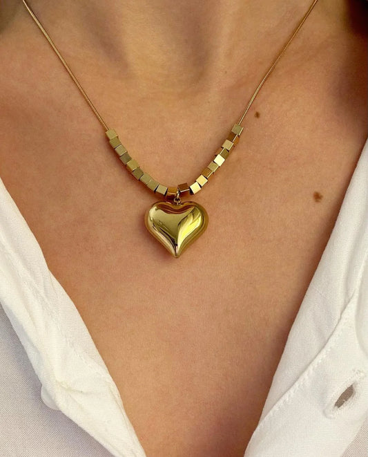 Anti Tarnish Golden Heart Serenade - Necklace