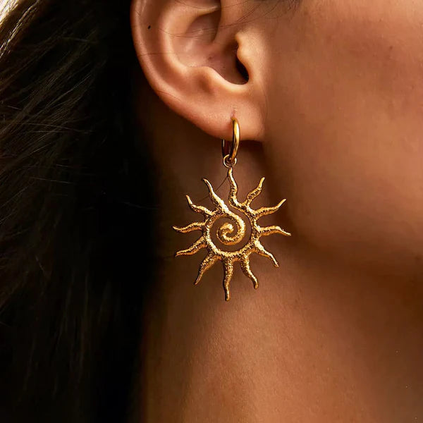 Anti Tarnish Sun - Earrings