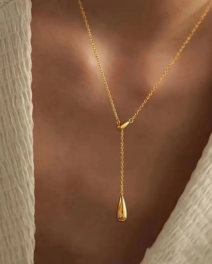 Anti Tarnish Long Teardrop - Necklace