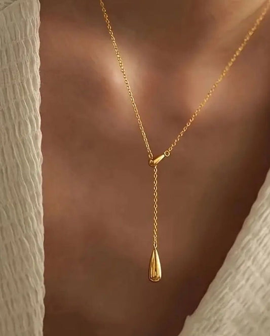 Anti Tarnish Long Teardrop - Necklace