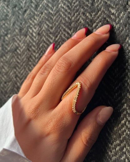 Anti Tarnish V Shaped Finger - Ring