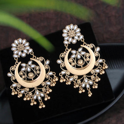 Chandbali Oxidised - Earrings
