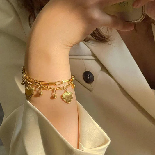 Anti Tarnish Heart Wraparound - Bracelet