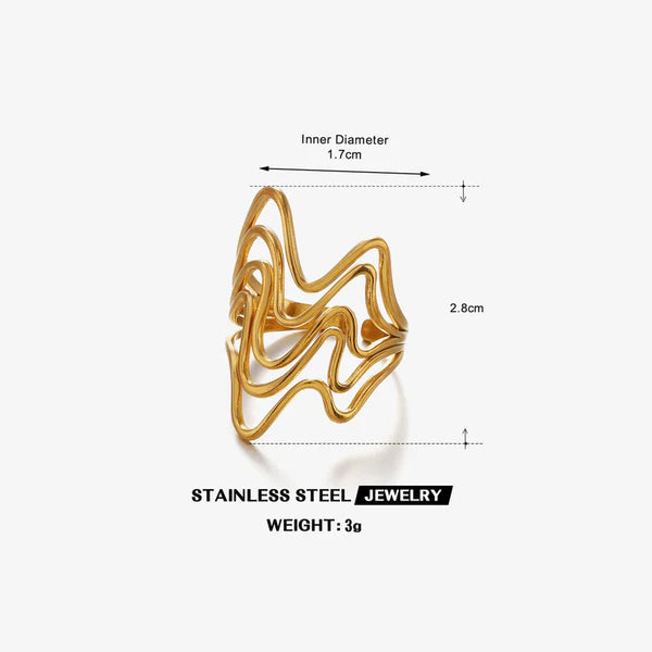 Anti Tarnish Wave Style - Ring